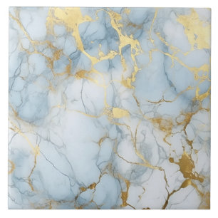Padrão de mármore dourado azul e branco elegante