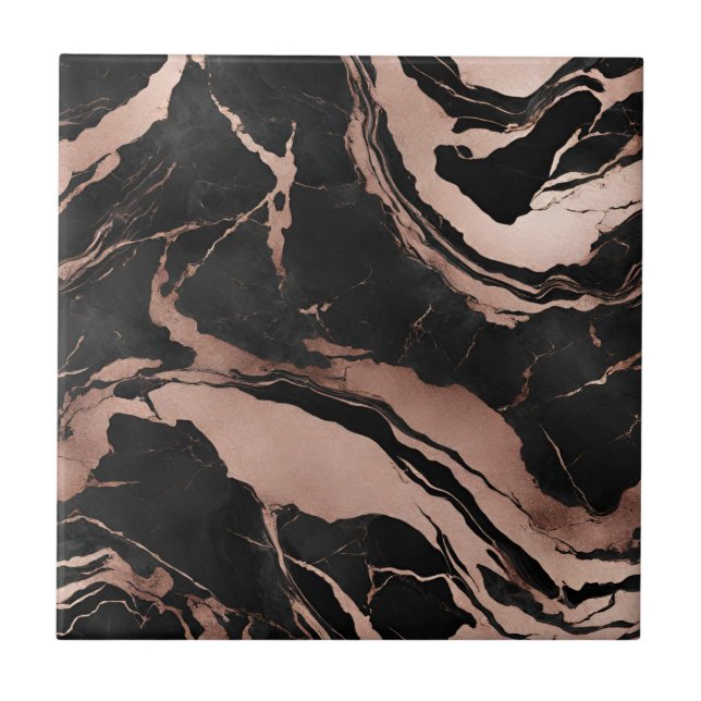 Padrão de Mármore Dourado Rosa Preto Moderno (Frente)