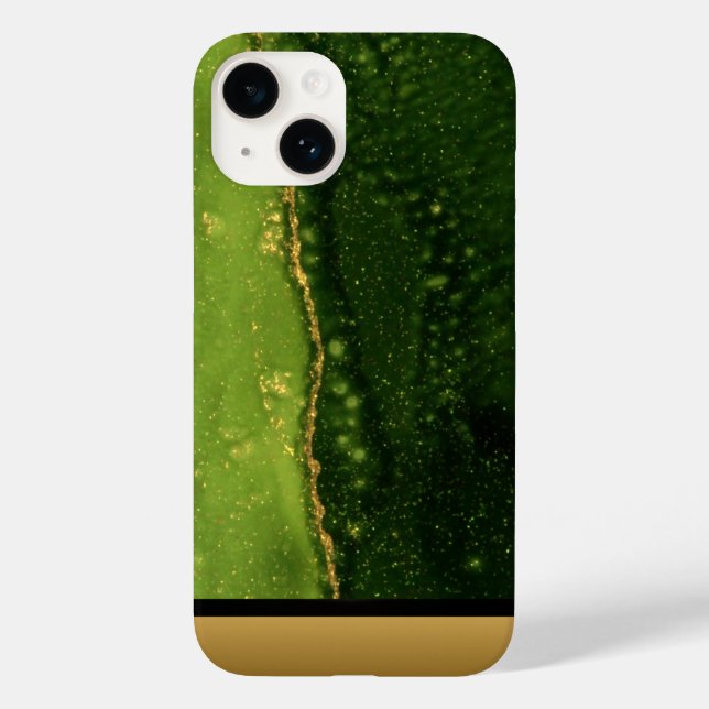 Padrão de mármore Dourado verde clássico iPhone /  (Verso)