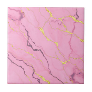Padrão de Mármore Rosa com Veias Douradas
