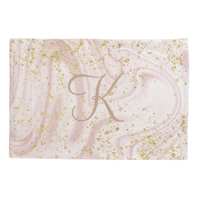 Padrão de mármore rosa e branco com brilho dourado (Verso)