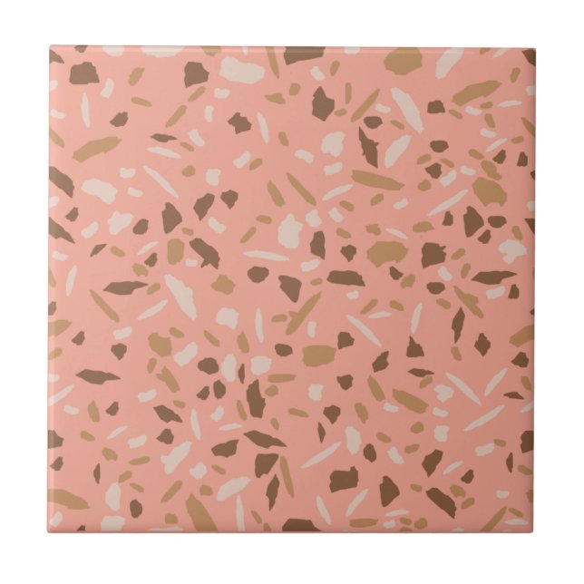 Padrão de mármore terrazzo bege pêssego marrom  (Frente)