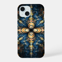 Padrão de Medalhão Moderno Azul e Laranja
