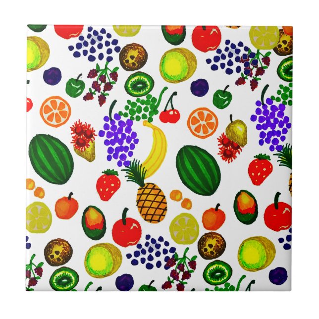 Padrão de Medley de Fruta Desenhada Mão (Frente)