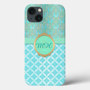Padrão de Monograma Personalizado em Damasco Turqu
