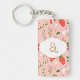 Padrão de Morango Cortado Chaveiro acrílico