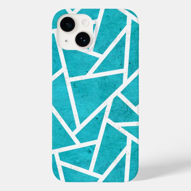 Padrão de mosaico azul-esverdeado e branco (Verso)