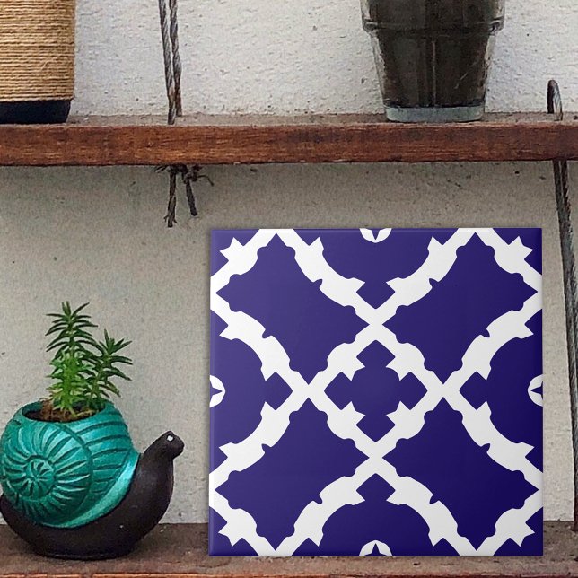 Padrão de mosaico branco e azul do Marinho clássic (Criador carregado)