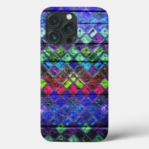 Padrão de mosaico colorido com aparência de madeir