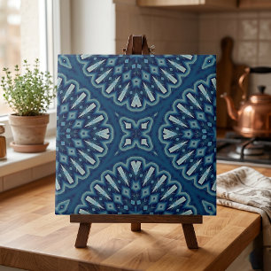 Padrão de Mosaico de Kaleidoscópio Geométrico Azul