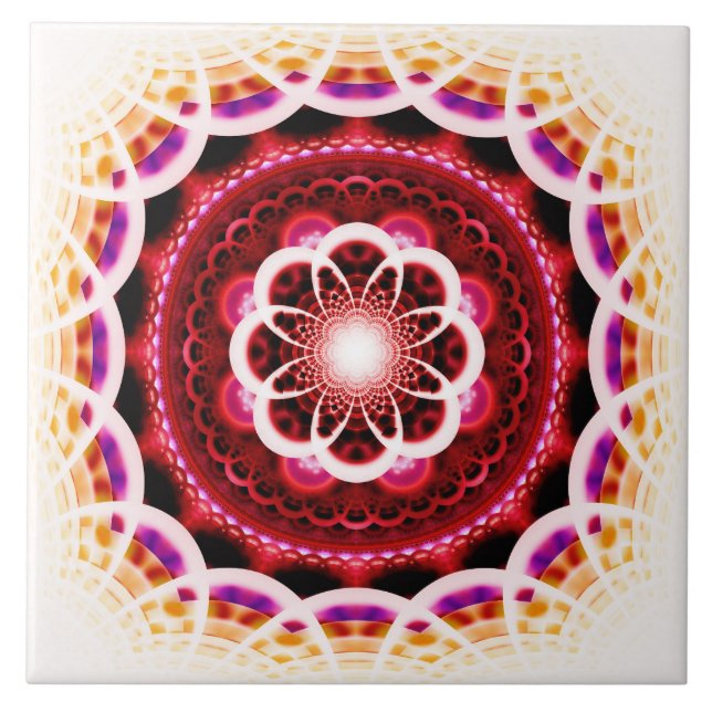 Padrão de mosaico fractal vermelho (Frente)