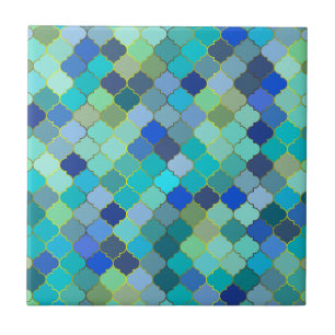 Padrão de mosaico marroquino aqua azul