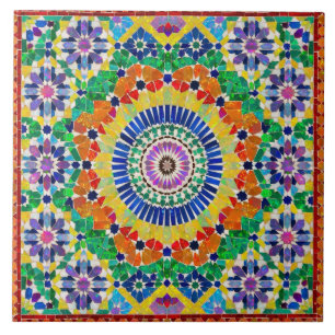 Padrão de Mosaico Marroquino Zellij de Fogo Opala