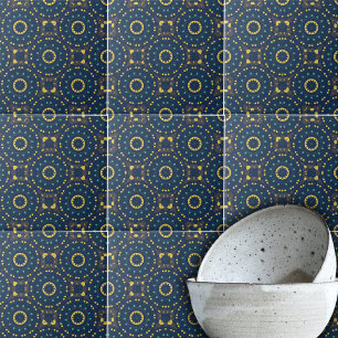 Padrão de Música Crônica do Boho Amarelo Azul P