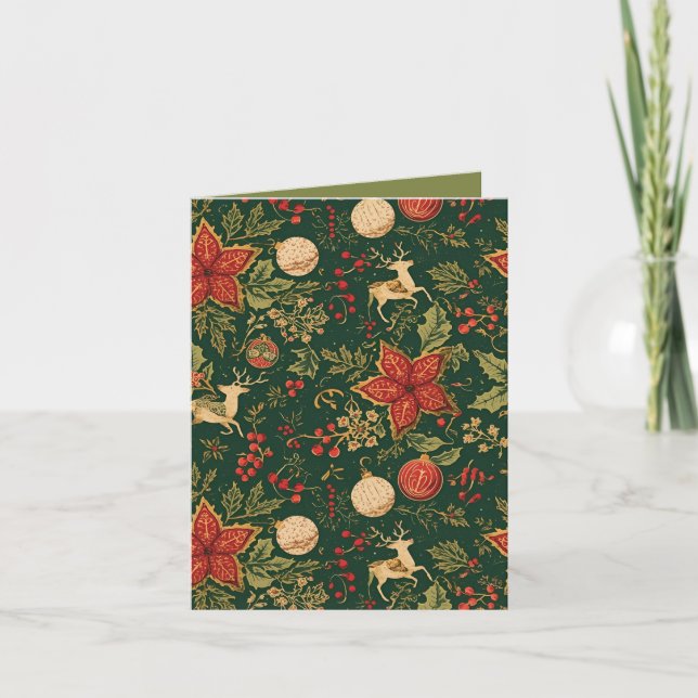Padrão de Natal Antigo - Cartão de Férias Dobrado (Frente)