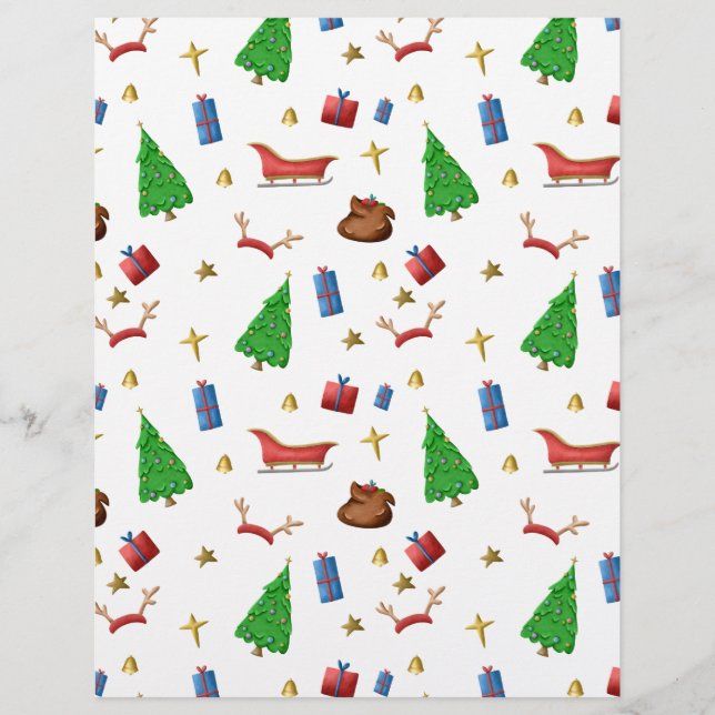 Padrão de Natal em álbum de recortes branco e pret (Frente)