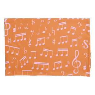 Padrão de Notas de Música Cor-de-Rosa e Laranja