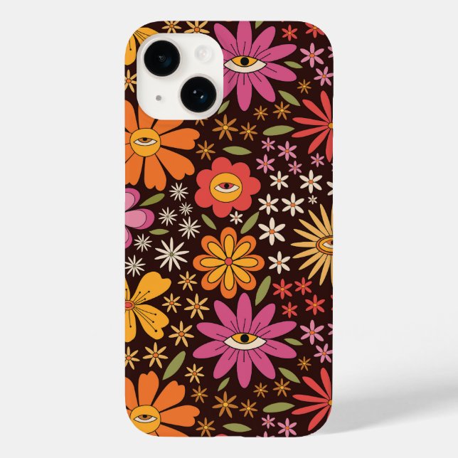 Padrão de Olho de Flores Groovy Psicodélico Hippie (Verso)
