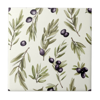 Padrão de Oliva País Francês Aquarela Verde Salvia
