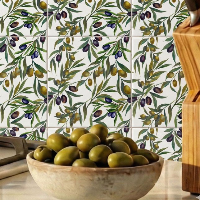 Padrão de oliveira em aquarela verde sage country  (Criador carregado)