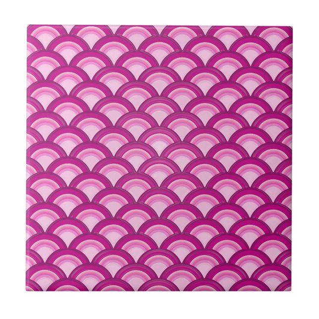 Padrão de onda Art Deco - magenta e rosa (Frente)