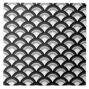 Padrão de onda Art Deco - preto e branco
