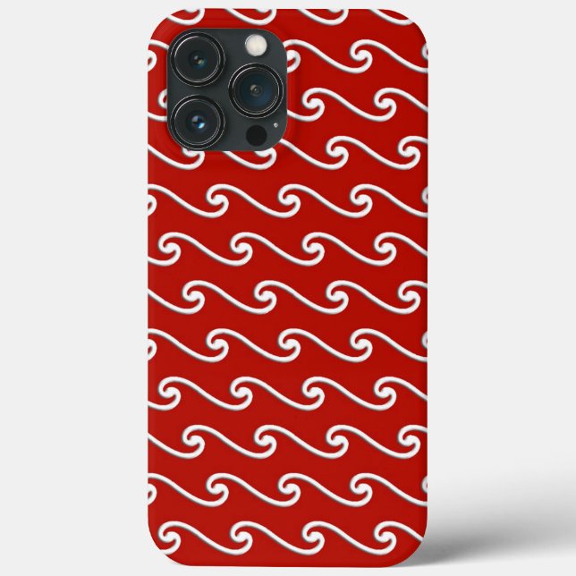 Padrão de onda chinês - branco no vermelho profund (Verso)