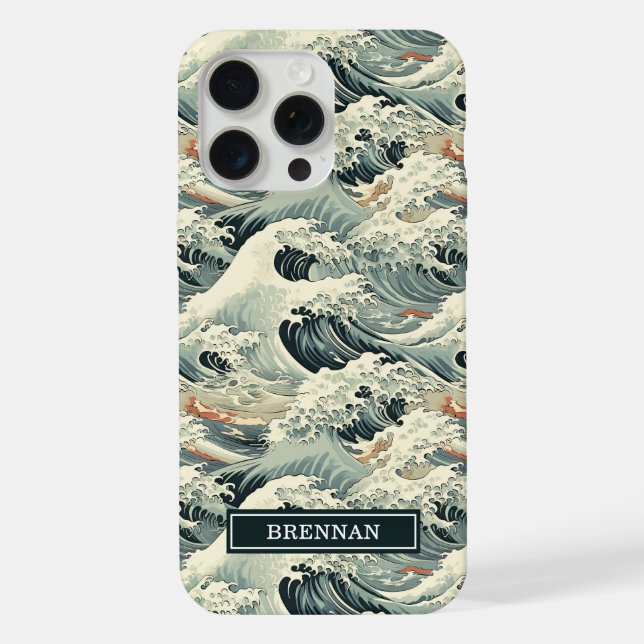 Padrão de Onda Japonesa Monogramado (Verso)