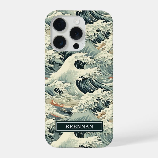 Padrão de Onda Japonesa Monogramado (Verso)