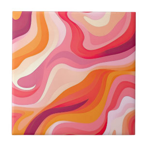 Padrão de Onda Retroativa Boho Estético Rosa