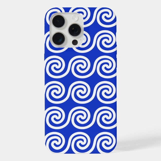 Padrão de Ondas da Chave Meandro Grega Azul (Verso)