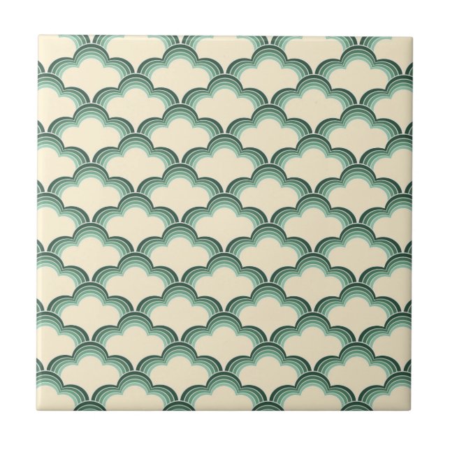 Padrão de ondas de estilo retrô verde (Frente)