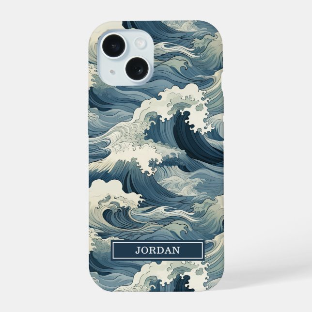 Padrão de Ondas Japonesas Monogramado (Verso)