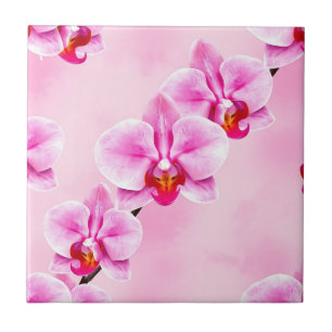 Padrão de Orquídea Rosa Floral Tropical Pastel Sua