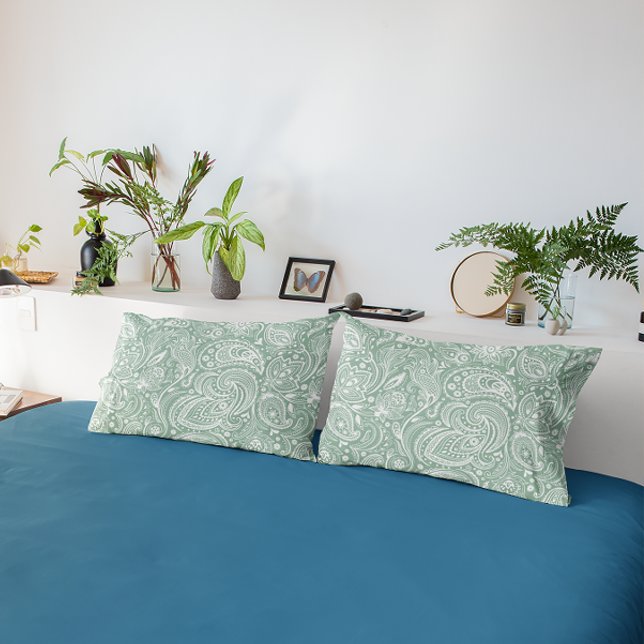 Padrão de Paisley Branco e Verde-Sage (Criador carregado)