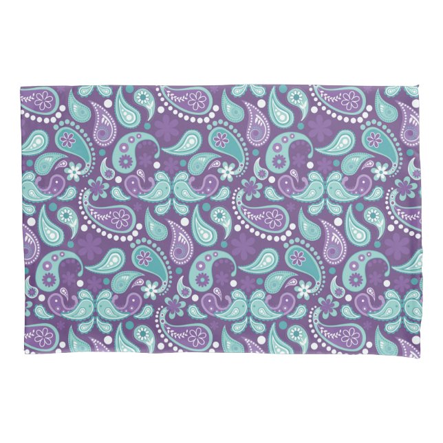 Padrão de Paisley chique roxo e azul claro (Frente)