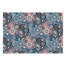 Padrão de Paisley de Natal Vermelho e Azul