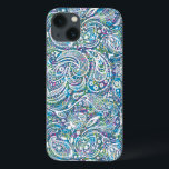 Padrão de Paisley Floral Colorida<br><div class="desc">Fundo elegante, colorido, abstrato com um padrão uniforme floral branco.</div>
