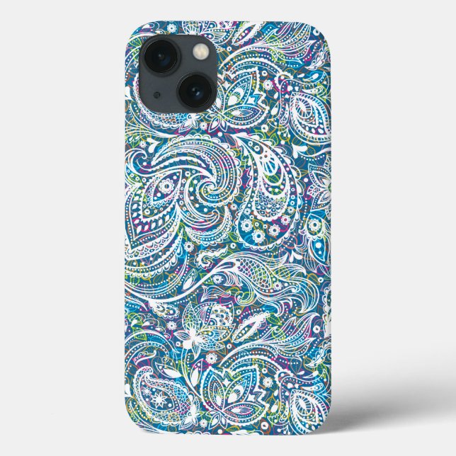 Padrão de Paisley Floral Colorida (Verso)