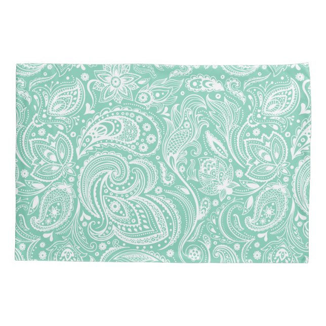 Padrão de Paisley Floral do Elegant White & Mint (Verso)