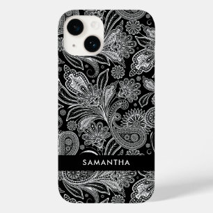 Padrão de Paisley Motivo Islâmico Negro e Branco