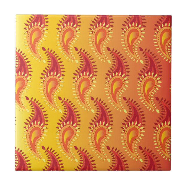 Padrão de Paisley Persa - Chama Laranja Oriental T (Frente)