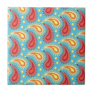 Padrão de Paisley Persa do Laranja-Turquesa Orien
