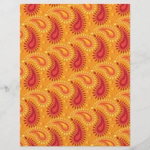Padrão de Paisley Persa Laranja Oriental