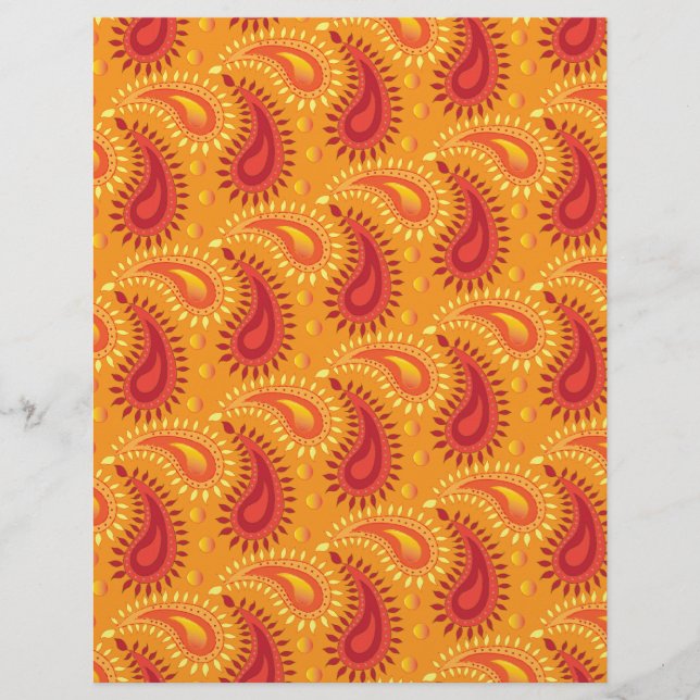 Padrão de Paisley Persa Laranja Oriental (Frente)