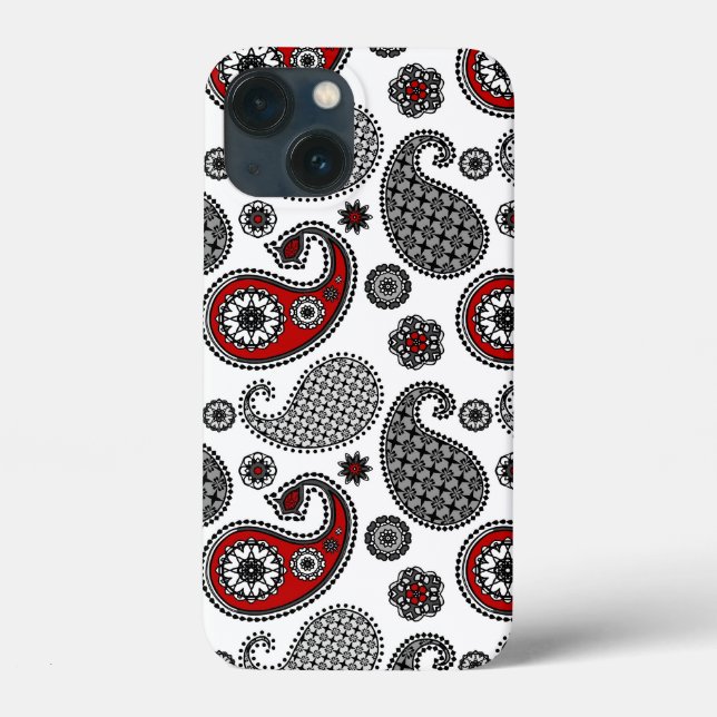 Padrão de Paisley, Preto, Branco e Vermelho (Verso)