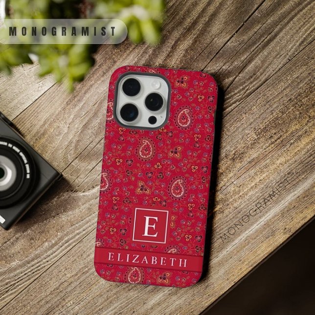 Padrão de Paisley Vermelho Cor-de-Rosa-Escuro Pers (Customized Dark Pink Red Maroon Paisley Pattern iPhone Case)