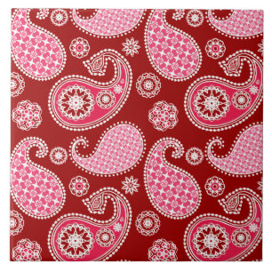 Padrão de Paisley, Vermelho Escuro, Rosa e Branco
