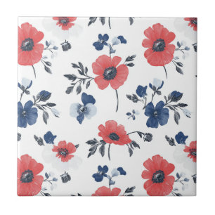 Padrão de papilas de aquarela - Vermelho, Azul e B