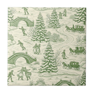 Padrão de Passeio de Trenó de Natal em Toile Verde